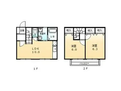 コーポラスアイレ(2LDK/1階)の間取り写真