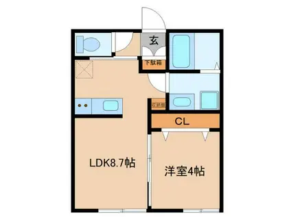 パーチェ成田(1LDK/1階)の間取り写真