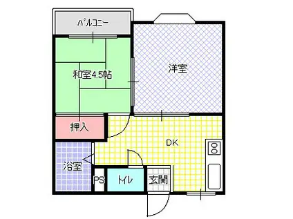 ペントハウス11(2DK/2階)の間取り写真