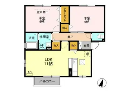 ボナールさつき野(2LDK/1階)の間取り写真