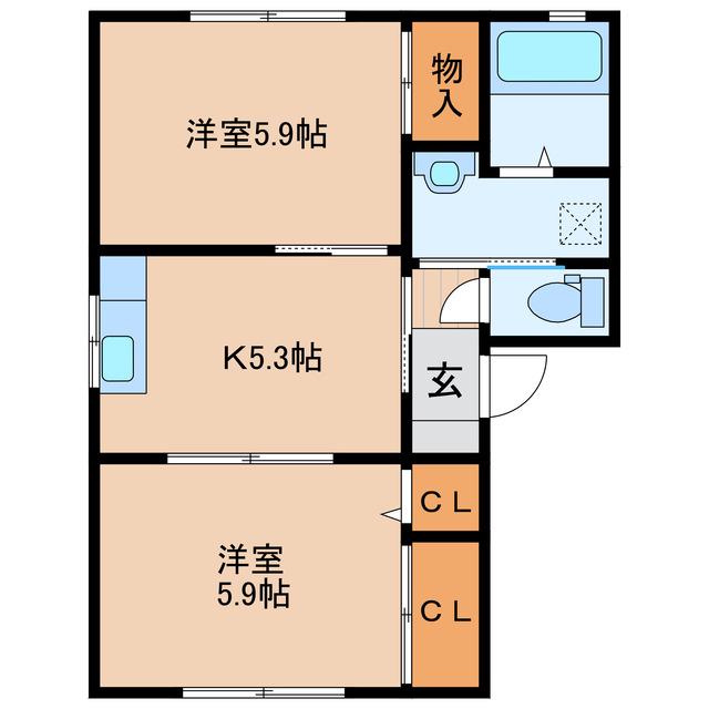 マティーナC(2K/1階)の間取り写真