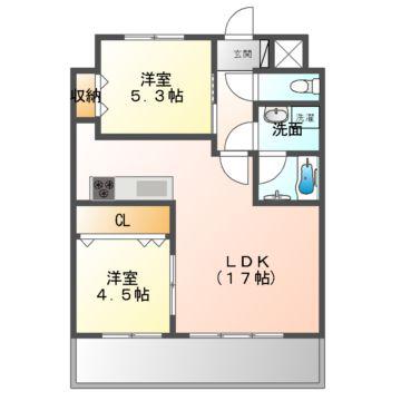 タワーマンション・シーザリオン(2LDK/3階)の間取り写真