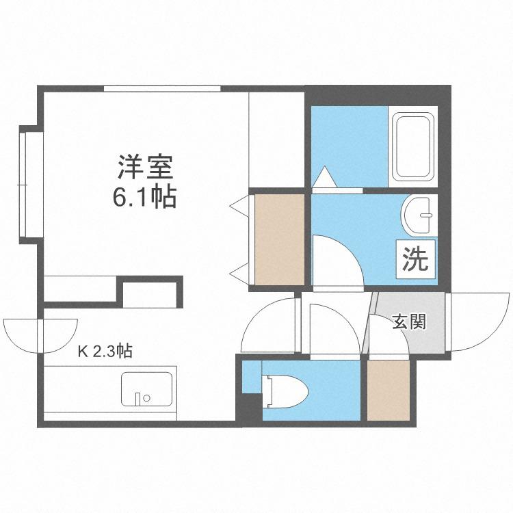 プロヴィデンス南7条(1K/1階)の間取り写真