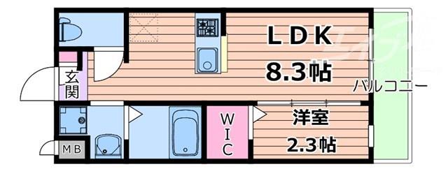 リアコート千里丘I ノース(1LDK/3階)の間取り写真