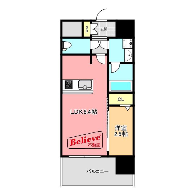 グランフォーレ久留米駅プレミア(1LDK/13階)の間取り写真