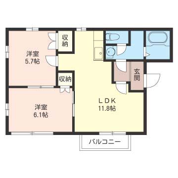 アバーニ(2LDK/2階)の間取り写真
