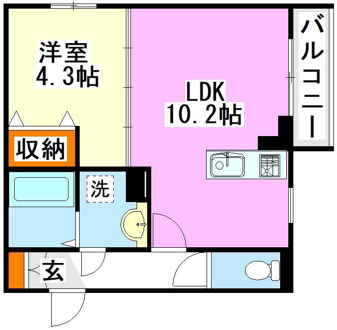 DーROOMさんよう A棟(1LDK/1階)の間取り写真