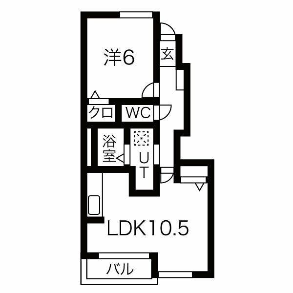 エスポワールI(1LDK/1階)の間取り写真