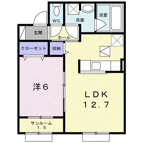 サン・サージュ オゥ(1LDK/1階)の間取り写真