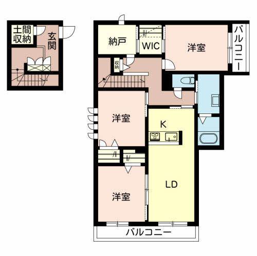 シャーメゾン ミリアン(3SLDK/2階)の間取り写真