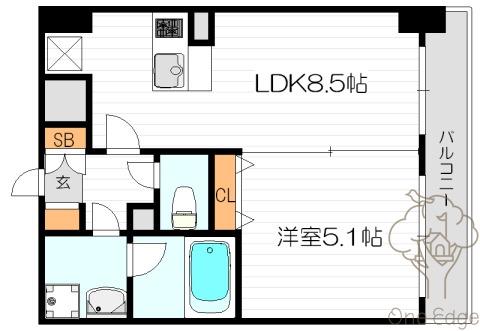 CITY SPIRE十三東(1LDK/2階)の間取り写真