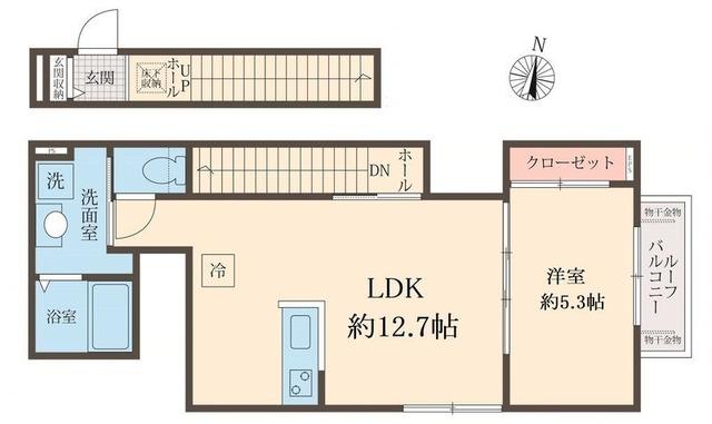 カーム カモミール(1LDK/2階)の間取り写真