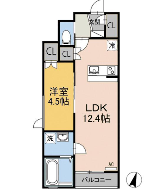 アメリア(1LDK/1階)の間取り写真