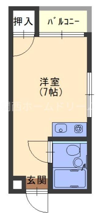 ロータリーマンション門真一番(ワンルーム/4階)の間取り写真