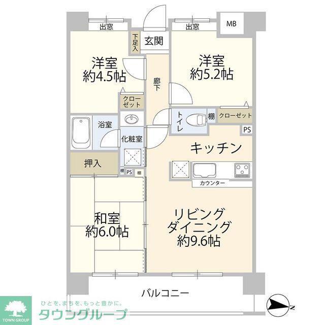 ダイアパレス川越西小仙波(3LDK/8階)の間取り写真