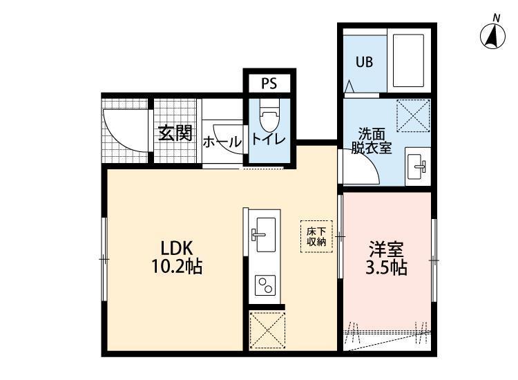 リーブルファイン吉川保(1LDK/1階)の間取り写真