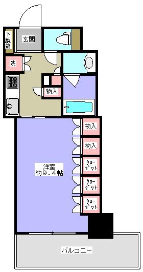 ライオンズタワー上野黒門町(1K/3階)の間取り写真
