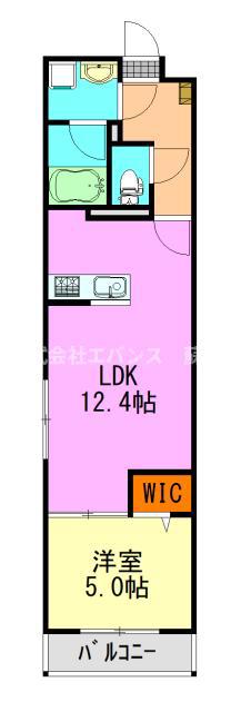 クレアージュ亥鼻(1LDK/4階)の間取り写真