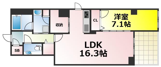 ウェルホームズウツボコウエン(1LDK/4階)の間取り写真