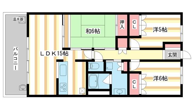 サンクタス・リビオ学園大和 花のまち(3LDK/4階)の間取り写真