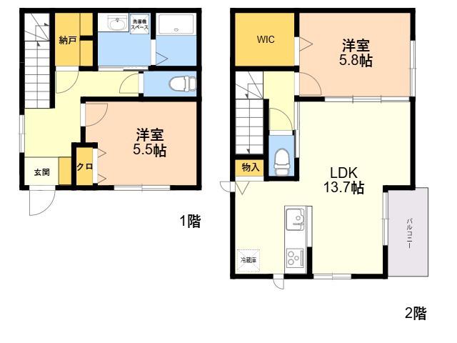 クリア吉塚2(2LDK/1階)の間取り写真