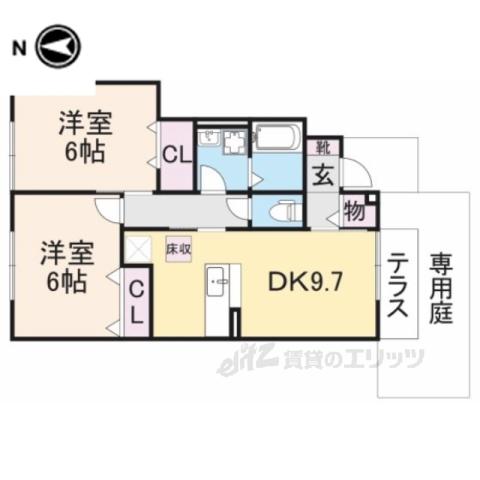 ル ヴェール(2DK/1階)の間取り写真