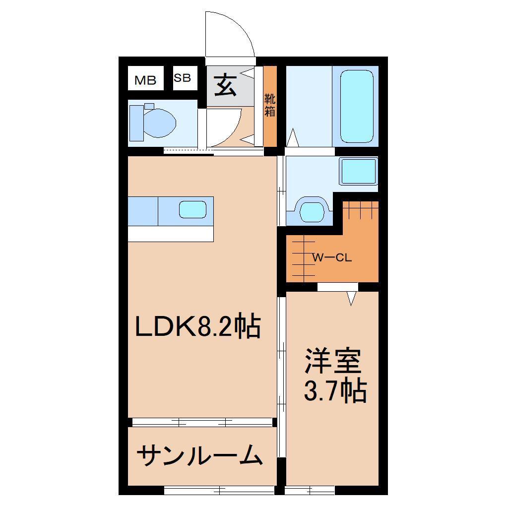 REST森山A(1LDK/1階)の間取り写真