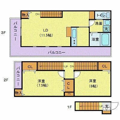 セレ渋谷本町(2LDK/2階)の間取り写真