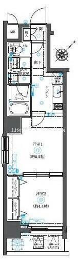 フェニックス横濱初音町(2K/8階)の間取り写真