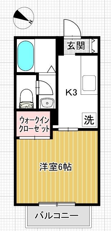 パルモM(1K/2階)の間取り写真