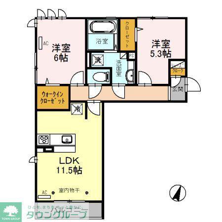 ロイジェントパークス レイクタウン II B(2LDK/2階)の間取り写真