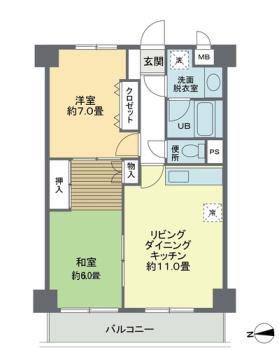 ヒル・イーストS.S(2LDK/2階)の間取り写真