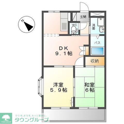 ルミナスハイム(2DK/2階)の間取り写真