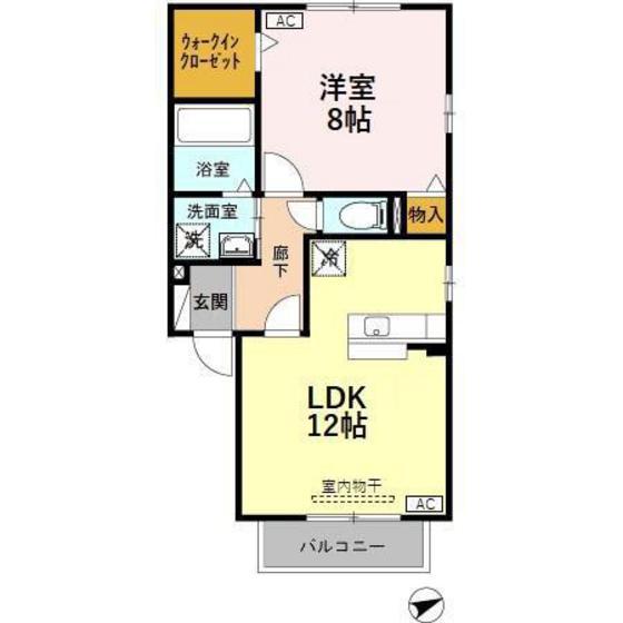 ドゥ・プランタン(1LDK/1階)の間取り写真