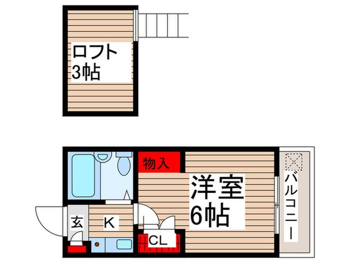 B´CASA津田沼IIRE-BORN(1K/1階)の間取り写真