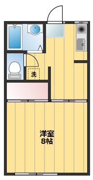 第二稲荷山ハイツA(1K/2階)の間取り写真