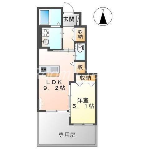 カレラB(1LDK/1階)の間取り写真