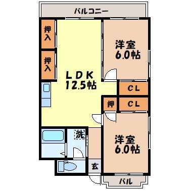 丸高マンション(2LDK/2階)の間取り写真