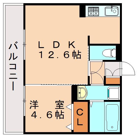 イオメール折尾(1LDK/1階)の間取り写真
