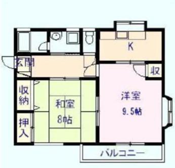 サンパーク弥生A(2K/2階)の間取り写真