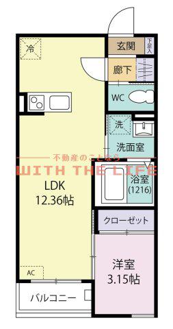 BRAVEBASE宿町(1LDK/1階)の間取り写真