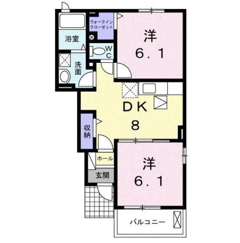 ソレイユK・II(2DK/1階)の間取り写真