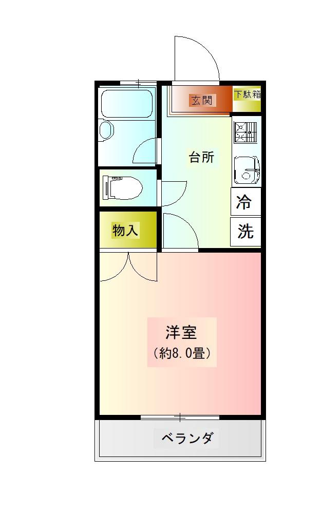 第II清水コーポ(1K/2階)の間取り写真