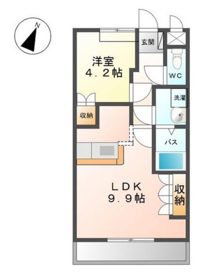 シェルル長束西(1LDK/1階)の間取り写真