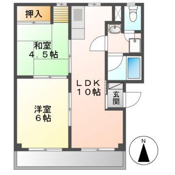 コーポマルイ(2LDK/3階)の間取り写真