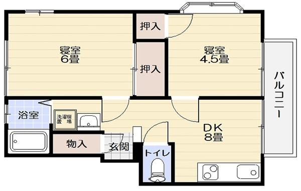 富士ビューI(2DK/3階)の間取り写真