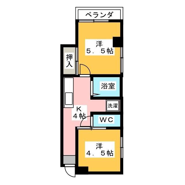 間宮ビル(2K/3階)の間取り写真