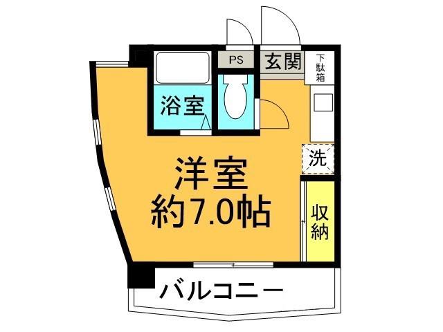 ロイヤルパレス清水台(ワンルーム/6階)の間取り写真