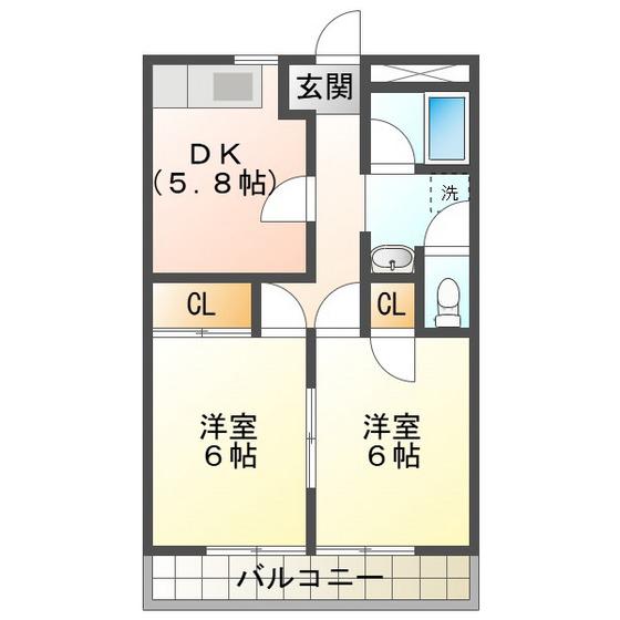 ファーストハイツ(2DK/1階)の間取り写真