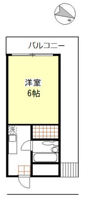 クリーンハイツ樽味III(1K/2階)の間取り写真